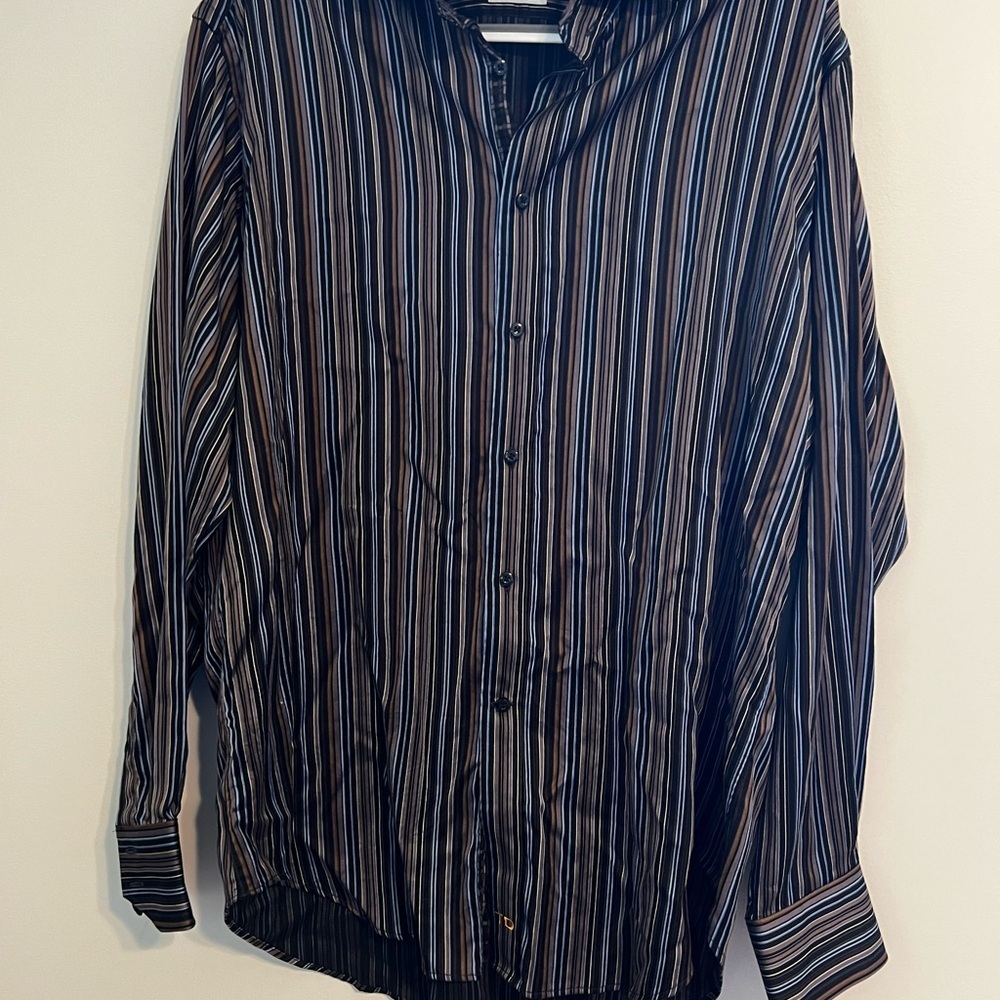 Thomas Dean Striped Button-Up Shirt